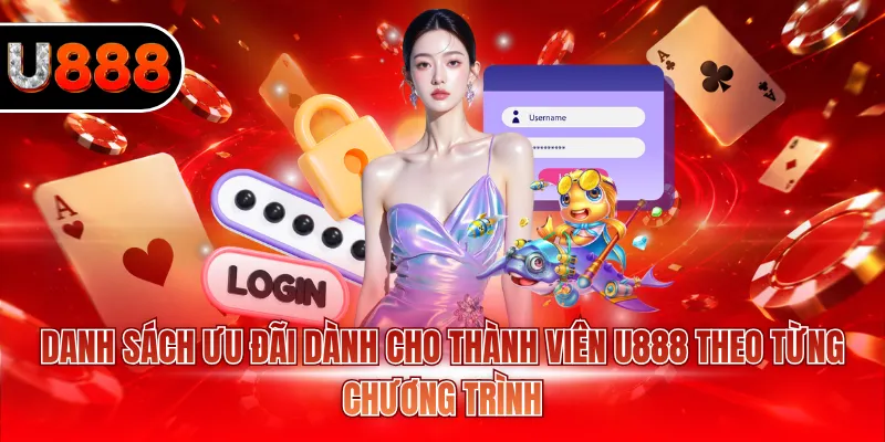 Danh sách ưu đãi dành cho thành viên U888 theo từng chương trình